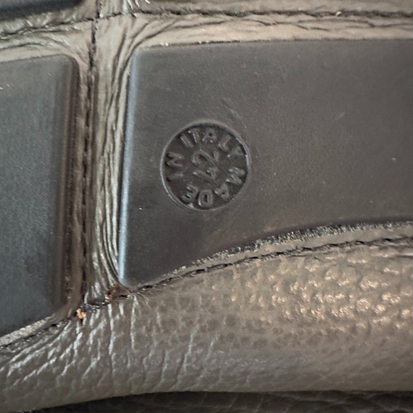 Creazioni Italian Gray Pebble-Grain Leather Driving Loafers-Silver Horsebit-Sz 9 main image 13